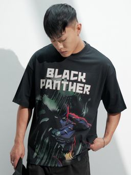 HIGHLANDER - Black Panther Men Oversized Drop Shoulder Crew Neck T-Shirt
