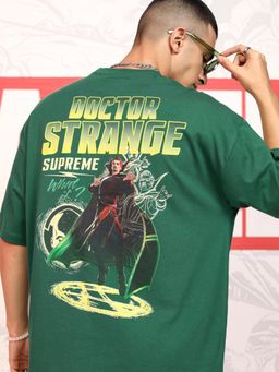 HIGHLANDER - Doctor Strange Men Green Crew Neck Drop Shoulder Oversized T-Shirt