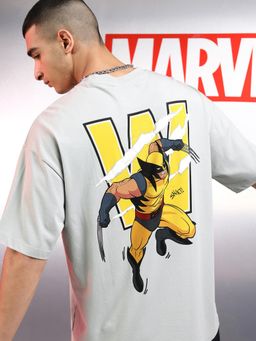 HIGHLANDER - Men X-Men Light Grey Crew Neck Oversized Drop Shoulder T-Shirt