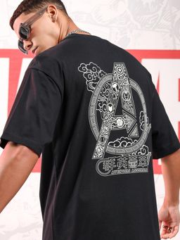 HIGHLANDER - Men Black Avengers Crew Neck Short Sleeve Oversized Drop Shoulder T-Shirt