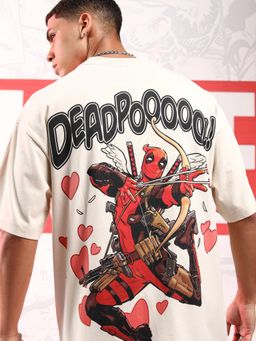 HIGHLANDER - Men Cream Deadpool Crew Neck Short Sleeve Oversized Drop Shoulder T-Shirt
