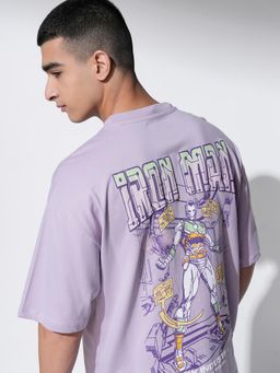 HIGHLANDER - Iron Man Men Mauve Crew Neck Drop Shoulder T-Shirt
