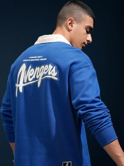 HIGHLANDER - Men Avengers Typography Printed Polo T-Shirt - Blue