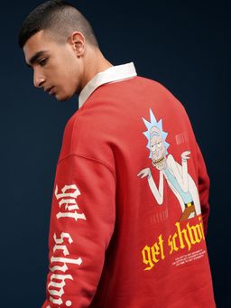 HIGHLANDER - Warner Bros Rick and Morty Men Red Drop Shoulder Seat Polo T-Shirt