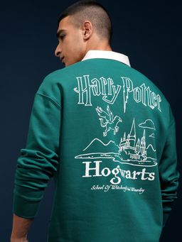 HIGHLANDER - Warner Bros Harry Potter Men Green Drop Shoulder Polo T-Shirt - Teal