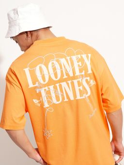 HIGHLANDER - Warner Bros Looney Tunes Men Orange Crew Neck Drop Shoulder T-Shirt