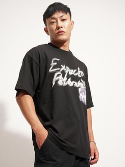 HIGHLANDER - Warner Bros Harry Potter Men Black Crew Neck Drop Shoulder T-Shirt