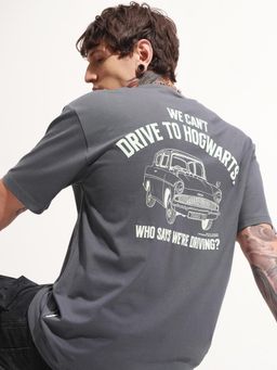 HIGHLANDER - Drop-Shoulder Sleeves Relaxed Fit Cotton T-Shirt - Grey