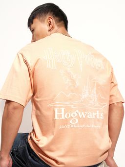 HIGHLANDER - Typography Harry Potter Crew Neck Relaxed Fit T-Shirt - Coral
