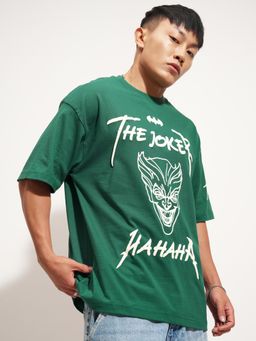 HIGHLANDER - Typography Printed Drop-Shoulder Sleeves T-Shirt - Green