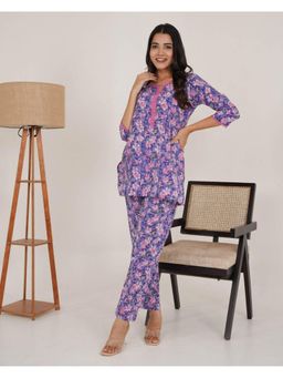 GULABI DORI - Purple Cotton Handblock Co-Ord (Set of 2)