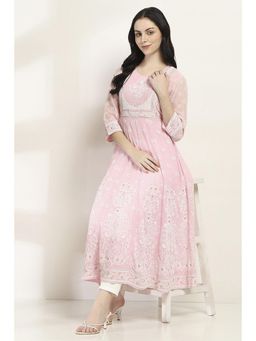Rangriti - Women Pink Polyester Kalidar Anarkali