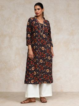 Varanga - Women Ethnic Jaipuri Printed V Neck A-Line Kurta