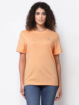 Mode by Red Tape - Women Bright Coral Round Neck T-shirt