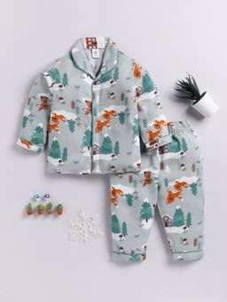 Clt.s - Green Printed Shirt and Pyjama (Set of 2)