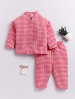 Clt.s - Coral Checks Shirt and Pyjama (Set of 2)