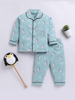 Clt.s - Blue Printed Shirt and Pyjama (Set of 2)