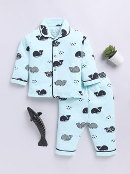 Clt.s - Blue Printed Shirt and Pyjama (Set of 2)