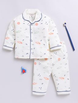 Clt.s - Cream Printed Shirt and Pyjama (Set of 2)