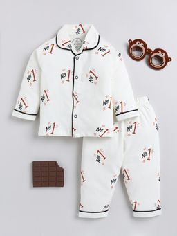 Clt.s - Off White Printed Shirt and Pyjama (Set of 2)