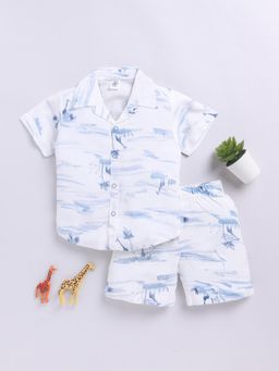 Clt.s - Blue Printed Shirt and Shorts (Set of 2)