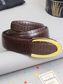 PELUCHE - Regalia Brown Checkered Profile Leather Belt for Men