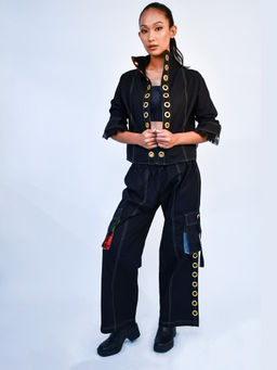 Richaa Goenka - Black Jacket with Cargo Pant