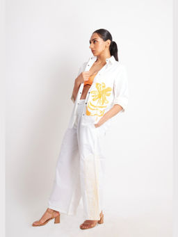 Richaa Goenka - White Cotton Embroidered Co-ord