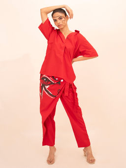 Richaa Goenka - Red Cotton Printed Co-ord