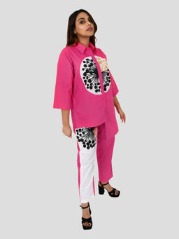 Richaa Goenka - Hot Pink and White Cotton Co-ord