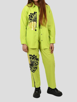 Richaa Goenka - Green Cotton Co-ord Shirt and Pant