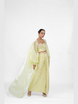 Ellemora - Lemon Luxe Drape Skirt With Top and Shrug