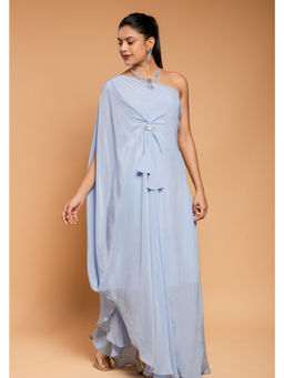 Ellemora - Powder Blue Drape Skirt and Blouse