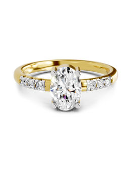 Sparkles - Gold Lab Grown 7 Diamond Oval Ring 14Kt 1.17Ct