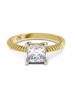 Sparkles - Gold Lab Grown 1 Diamond Square Ring 14Kt 1Ct