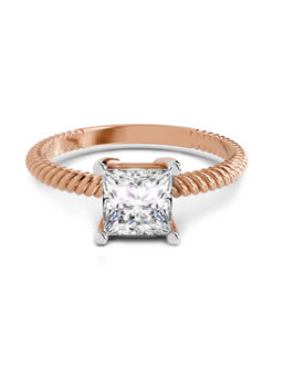 Sparkles - Rose Gold Lab Grown 1 Diamond Square Ring 14Kt 1Ct
