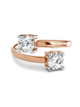 Sparkles - Rose Gold Lab Grown 2 Diamond Open Ring 14Kt 1Ct