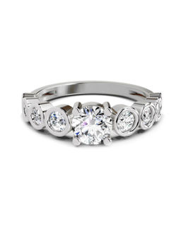 Sparkles - White Gold Lab Grown 9 Diamond Round Ring 14Kt 1.13Ct