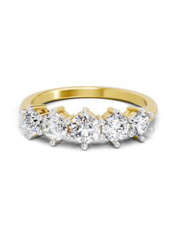 Sparkles - Gold Lab Grown 5 Diamond Round Ring 14Kt 1.4Ct