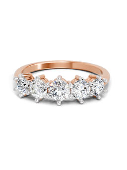 Sparkles - Rose Gold Lab Grown 5 Diamond Round Ring 14Kt 1.4Ct