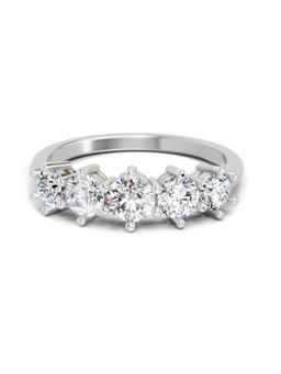 Sparkles - White Gold Lab Grown 5 Diamond Round Ring 14Kt 1.4Ct