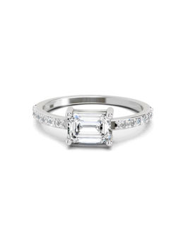 Sparkles - White Gold Lab Grown 15 Diamond Rectangle Ring 14Kt 1.18Ct