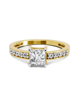 Sparkles - Gold Lab Grown 9 Diamond Square Ring 14Kt 0.94Ct