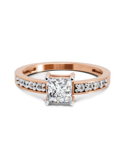 Sparkles - Rose Gold Lab Grown 9 Diamond Square Ring 14Kt 0.94Ct