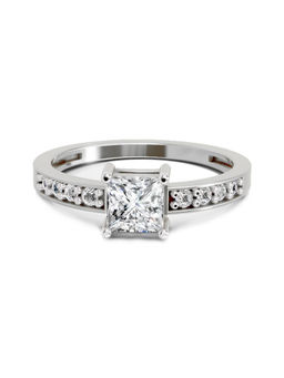 Sparkles - White Gold Lab Grown 9 Diamond Square Ring 14Kt 0.94Ct
