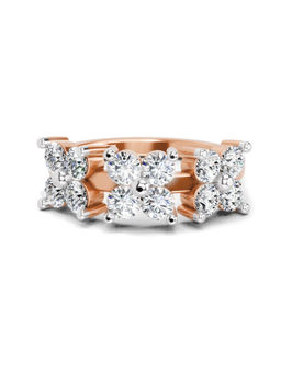 Sparkles - Rose Gold Lab Grown 12 Diamond Floral Ring 14Kt 1.19Ct