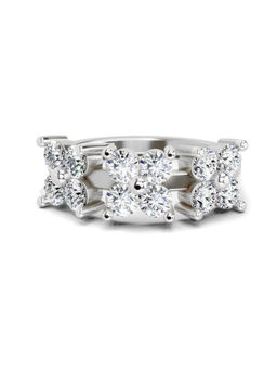 Sparkles - White Gold Lab Grown 12 Diamond Floral Ring 14Kt 1.19Ct