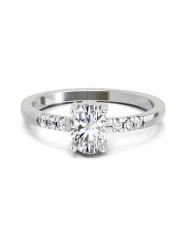 Sparkles - White Gold Lab Grown 7 Diamond Oval Ring 14Kt 0.7Ct