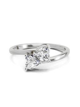 Sparkles - White Gold Lab Grown 2 Diamond Heart Ring 14Kt 0.7Ct