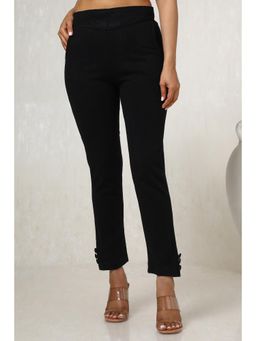 Soch - Womens Black Acrylic Solid Pant